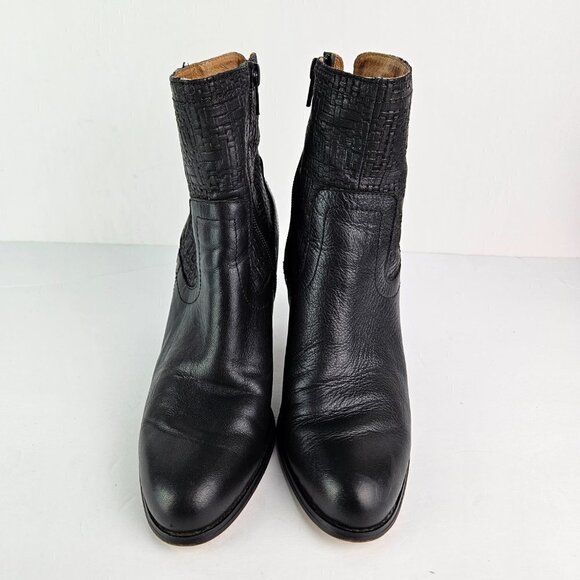 Corso Como Harvest Black Woven Look Leather Heel Ankle Boot 8 - Picture 2 of 11